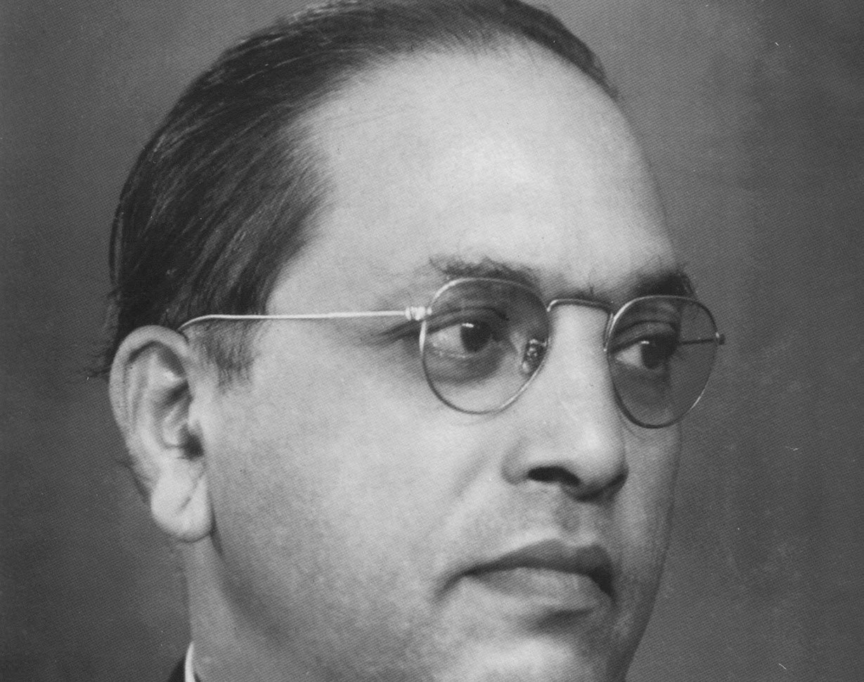 Formal portrait photograph of B. R. Ambedkar